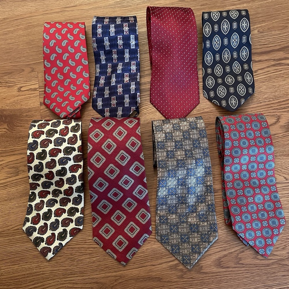 Vintage Men's Neckties Lot Of 8 See Description For Brands 100% Silk
